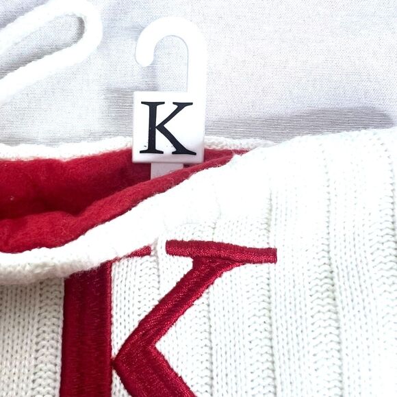 NWT 21” Kohl's Red Cable Knit K Letter Monogram Christmas Stocking Santa Decor - Picture 4 of 7